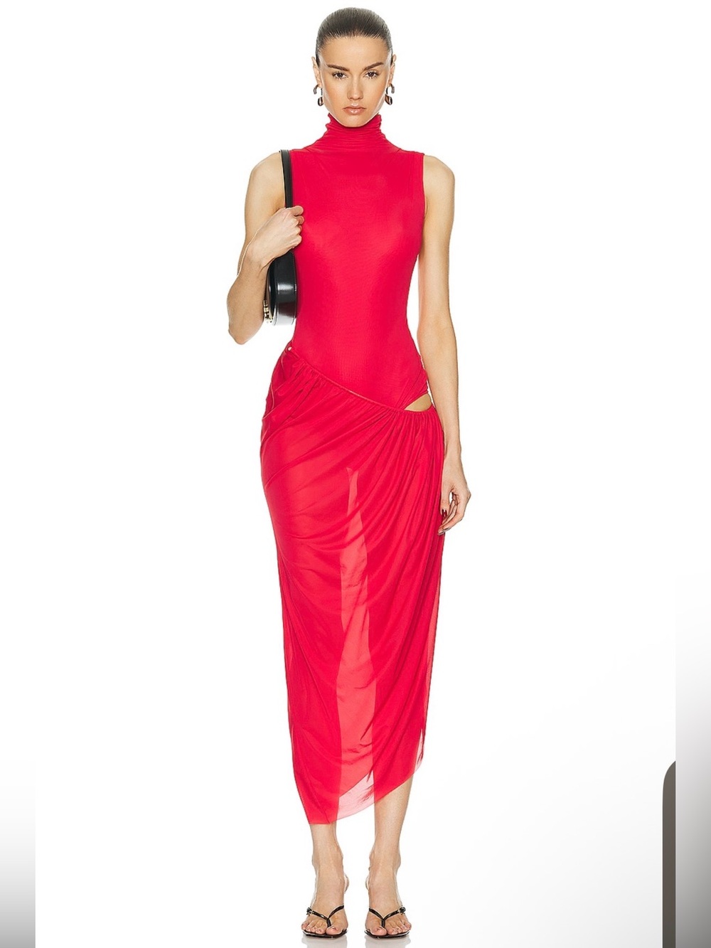 Christopher Esber Cutout Draped Watermelon Red Maxi Dress
